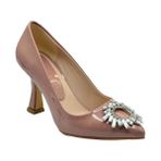 Duygushoesbag Kadın Rugan Güneş Taşlı Stiletto Topuklu Ayakkabı - Somon