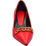 Duygushoesbag Kadın Topuklu Stiletto Zincir Aksesuarlı Ayakkabı - Kırmızı