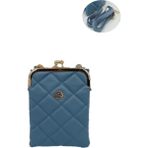 Duygushoesbag Yandan Deri Askılı Kadın Mini El Omuz Çantası - Mavi