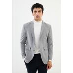 Düz Açık Gri Slim Fit Torba Cep Mono Yaka Punto Dikiş Erkek Ceket - 56