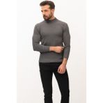 Düz Antrasit Rengi Slim Fit Erkek Yarım Balıkçı Yaka Kazak