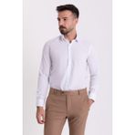 Düz Beyaz Renk Slim Fit Gizli Düğmeli Klasik Erkek Gömlek - 2XL
