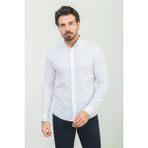 Düz Beyaz Renk Slim Fit Uzun Kollu Erkek Gömlek - XL