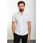 Düz Beyaz Slim Fit Kısa Kollu Erkek Gömlek