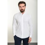 Düz Beyaz Slim Fit Uzun Kollu Erkek Gömlek - 2XL