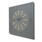 Düz Çizgiler - Antrasit Gri ve Altın - 50 Cm Duvar Saati