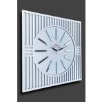 Düz Çizgiler - Beyaz ve Gümüş - 50 Cm Duvar Saati