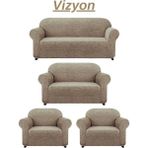 Düz Desen Jakarlı 3311 Koltuk Örtüsü.lastikli Kanepe Çekyat Örtüsü.koltuk Kılıfı Takımı. Vizon (Taş) - 180 x 230 cm