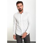 Düz Ekru Rengi Slim Fit Polikort Yaka Klasik Erkek Gömlek