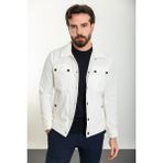 Düz Ekru Slim Fit Gömlek Yaka Erkek Mont - 54