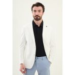 Düz Ekru Slim Fit Mono Yaka Keten Erkek Ceket - 52