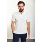 Düz Ekru Slim Fit Polo Yaka Erkek Triko T-Shirt