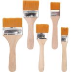 Düz fırça seti, 5 parça, yüksek kaliteli boya fırçası ve ahşap saplı boya fırçası, sanat, renk ve boyama ihtiyacı için ideal, iç ve dış işler için mükemmel, hassas boyama için sağlam vernik fırçası