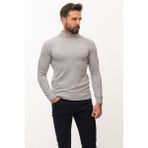 Düz Gri Renk Slim Fit Erkek Yarım Balıkçı Yaka Kazak - Açık Gri - 2XL