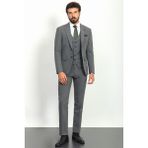 Düz Gri Renk Slim Fit Klasik Erkek Takım Elbise - 46 - 6 Drop