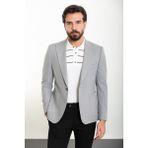 Düz Gri Slim Fit Torba Cep Geniş Yaka Erkek Ceket - 50
