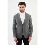 Düz Gri Slim Fit Torba Cep Mono Yaka Punto Dikiş Erkek Ceket - 50