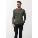 Düz Haki Rengi Slim Fit Erkek Bisiklet Yaka Kazak