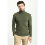 Düz Haki Rengi Slim Fit Tam Balıkçı Yaka Erkek Kazak