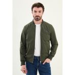 Düz Haki Slim Fit Hakim Yaka Erkek Mont - 58