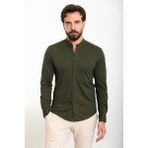 Düz Haki Slim Fit Hakim Yaka Uzun Kollu Erkek Gömlek - 2XL