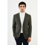 Düz Haki Slim Fit Mono Yaka Klasik Erkek Ceket - 46