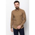 Düz Hardal Renk Slim Fit Erkek Gömlek - 2XL