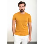 Düz Hardal Slim Fit Bisiklet Yaka Erkek T-Shirt