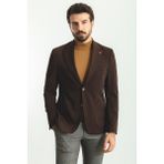 Düz Kahverengi Torba Cep Slim Fit Mono Yaka Klasik Erkek Ceket - 46