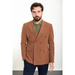 Düz Kamel Slim Fit Geniş Yaka Kruvaze Erkek Ceket - 54