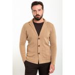 Düz Kamel Slim Fit Torba Cep Yün Erkek Triko Ceket - 2XL