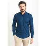 Düz Lacivert Renk Slim Fit Uzun Kollu Erkek Gömlek