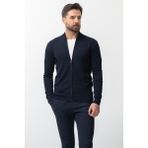 Duz Lacivert Renk Slim Fit Yarım Balıkcı Yaka Erkek Hırka - XL