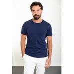 Düz Lacivert Slim Fit Bisiklet Yaka Erkek T-Shirt