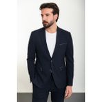 Düz Lacivert Slim Fit Mono Yaka Fermuarlı Erkek Takım Elbise - 50 - 6 Drop