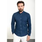 Düz Lacivert Slim Fit Uzun Kollu Erkek Gömlek - 2XL