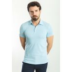 Düz Mavi Rengi Slim Fit Polo Yaka Basic Erkek T-Shirt - XL