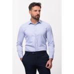Düz Mavi Renk Slim Fit Saten Klasik Erkek Gömlek