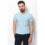 Düz Mavi Renk Super Slim Fit Bisiklet Yaka Basic Erkek T-Shirt