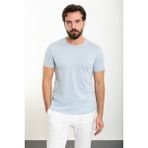 Düz Mavi Slim Fit Bisiklet Yaka Erkek T-Shirt - 2XL