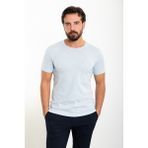 Düz Mavi Slim Fit Bisiklet Yaka Erkek T-Shirt