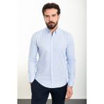 Düz Mavi Slim Fit Uzun Kollu Erkek Gömlek - 2XL
