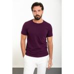 Düz Mor Slim Fit Bisiklet Yaka Erkek T-Shirt - 2XL