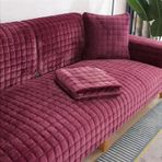 Düz Renk Kırmızı Yumuşak Kalın Flanel Kapitone Kanepe Havlu Sıcak Peluş Kanepe Örtüsü Kaymaz Kanepe Örtüleri Kanepe Zemin Matı, Mor, 70x180cm 1 adet