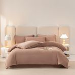 Düz Renk Nevresim Takımı 2 Yastık Kılıfı Yumuşak Kadife Yatak Hafif ve Cilt Dostu King Boy 220X240 cm 3 Parça Set 6 Renk Seçeneği