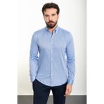 Düz Saks Slim Fit Uzun Kollu Erkek Gömlek - 2XL