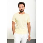 Düz Sarı Slim Fit Bisiklet Yaka Erkek T-Shirt - 2XL
