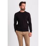 Düz Siyah Renk Slim Fit Erkek Bisiklet Yaka Kazak - 2XL