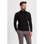 Düz Siyah Renk Slim Fit Erkek Yarım Balıkçı Yaka Kazak - 2XL