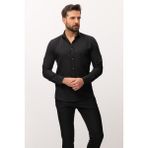 Düz Siyah Renk Slim Fit Klasik Erkek Gömlek - 2XL